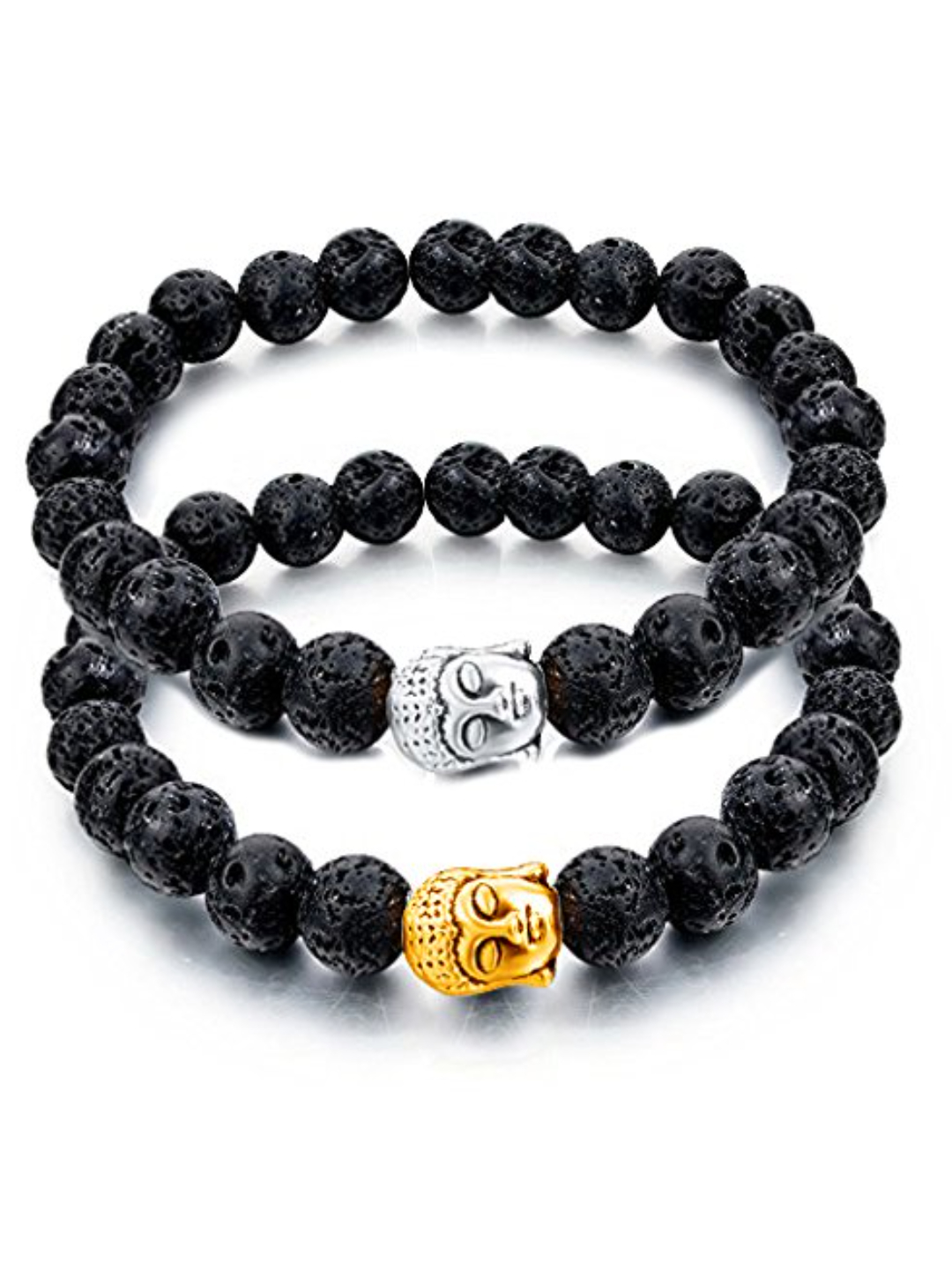 YouBella Unisex Divine Buddha Black Beads Natural Healing Stones (Combo)