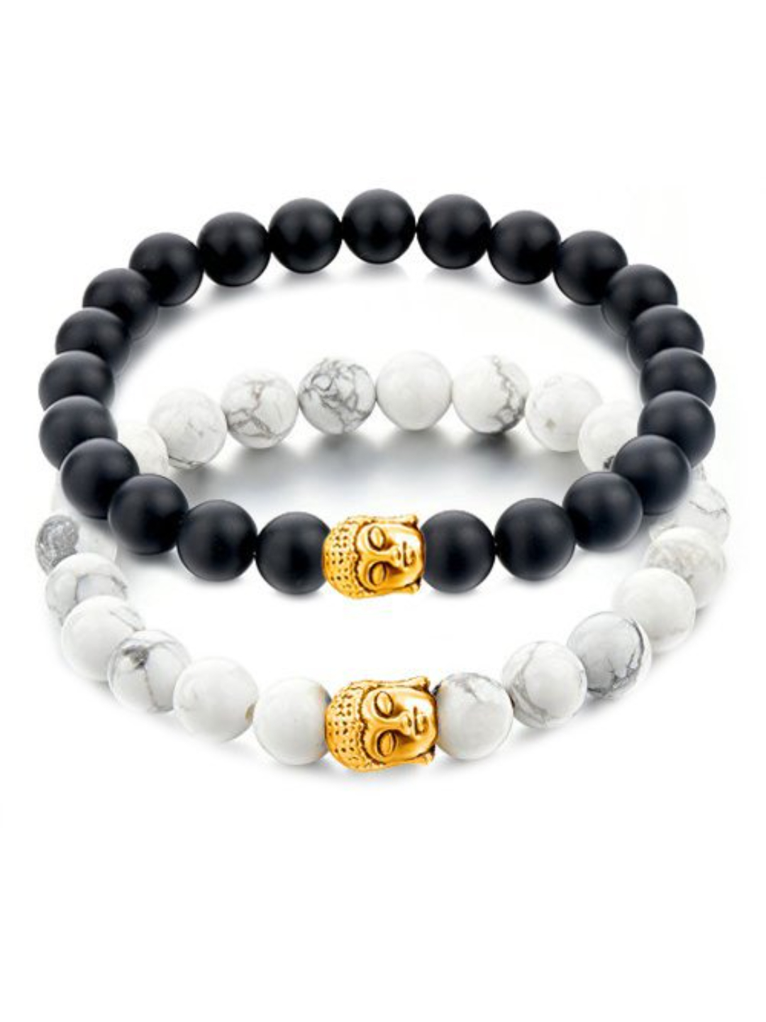 YouBella Fashion Jewellery Natural Healing Stones Divine Gold Plated Black and White Beads Bracelet for Couple