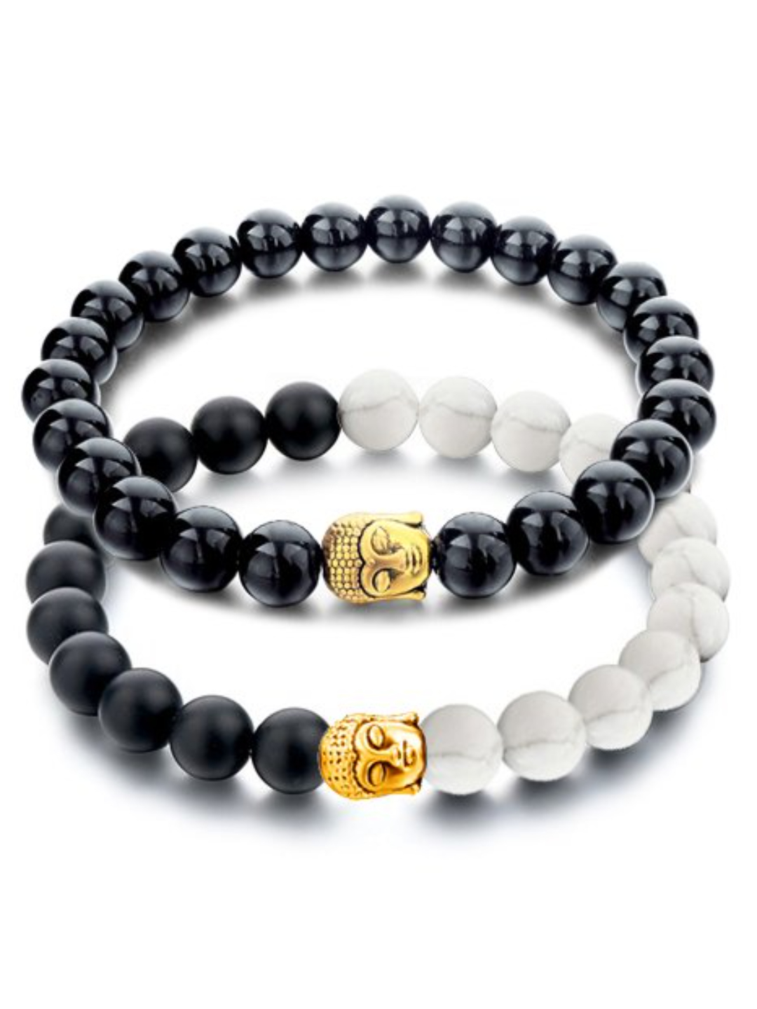 YouBella Fashion Jewellery Natural Healing Stones Divine Black and White Beads Daily Fancy Stylish Couple Bracelet for Men/Women/Boys/Girls