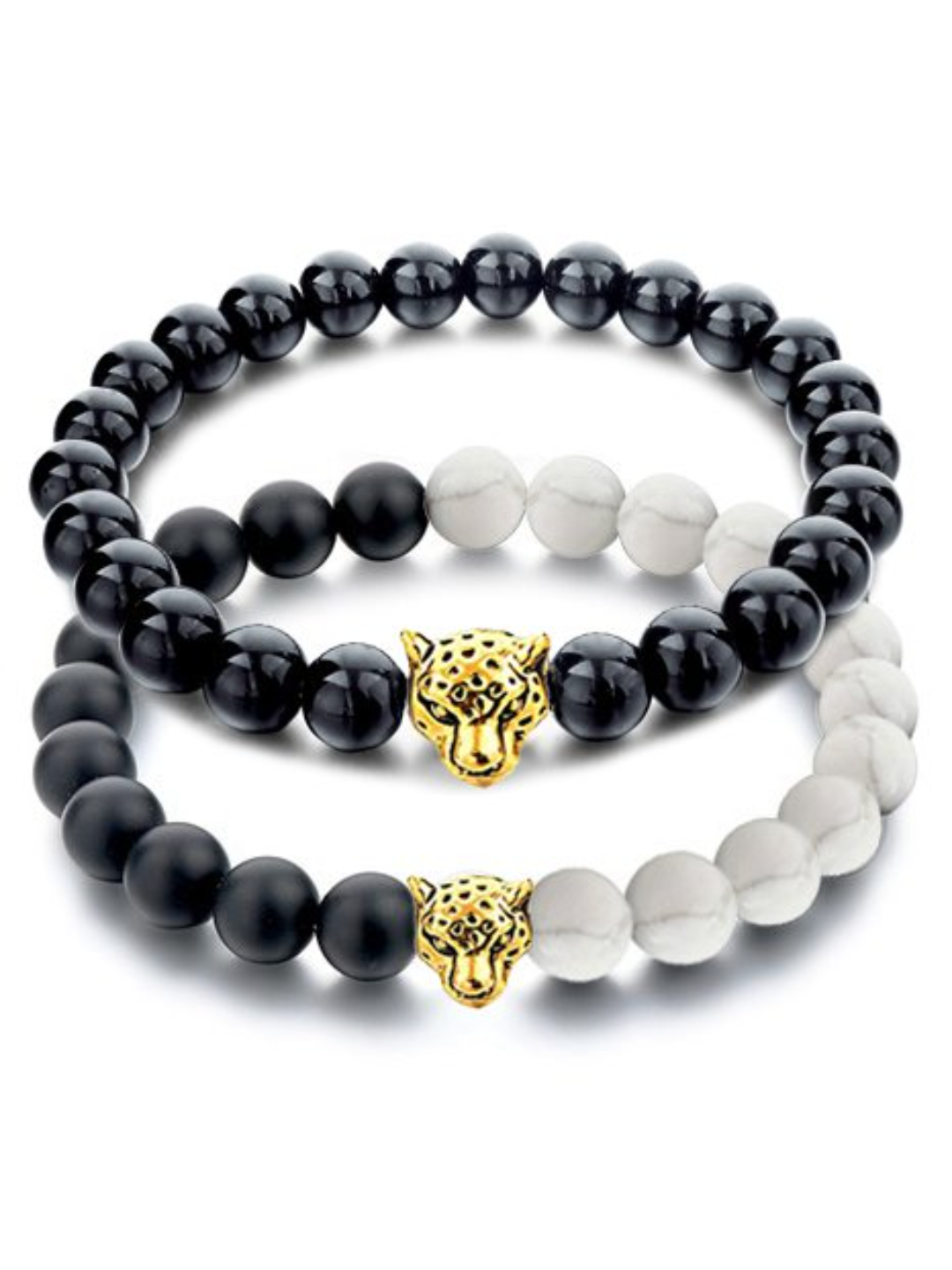YouBella Fashion Jewellery Natural Healing Stones Divine Black and White Beads Daily Fancy Stylish Couple Bracelet for Men/Women/Boys/Girls