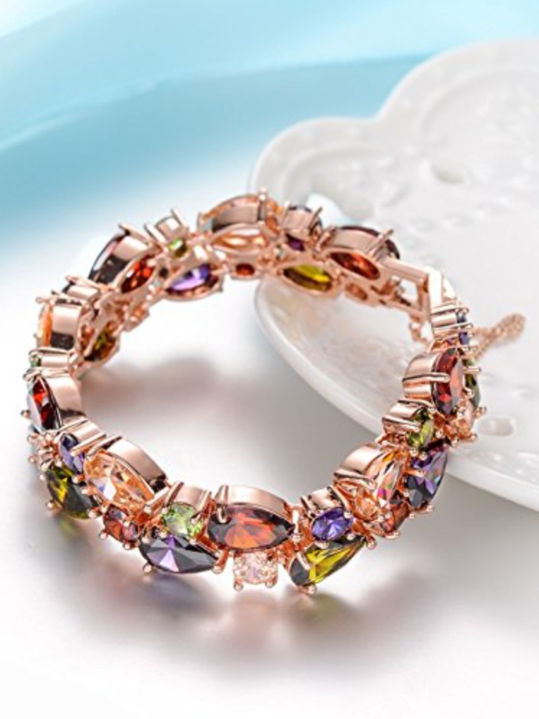 YouBella Zircon Rose Gold Crystal Bracelet Bangle for Women