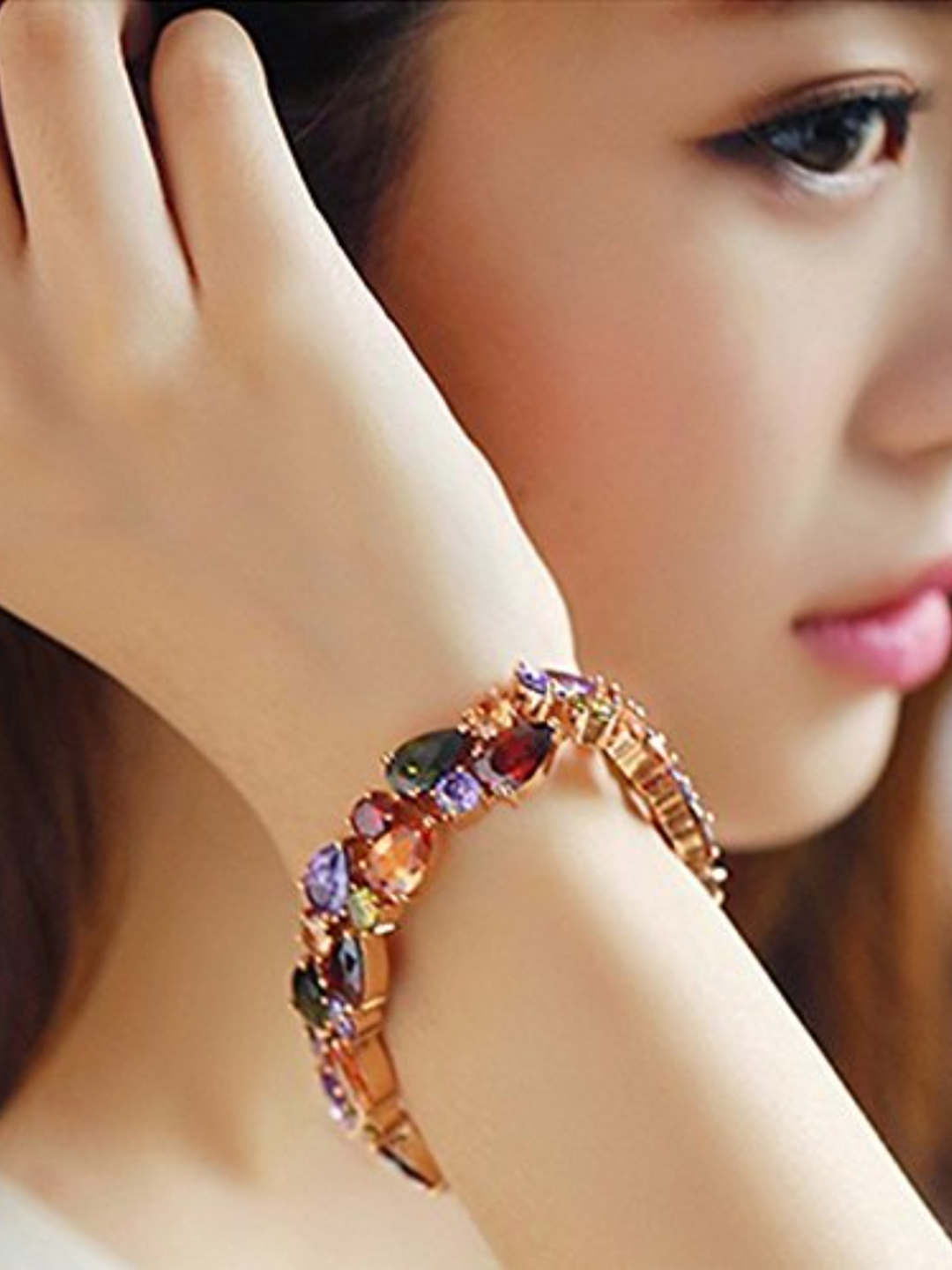 YouBella Zircon Rose Gold Crystal Bracelet Bangle for Women