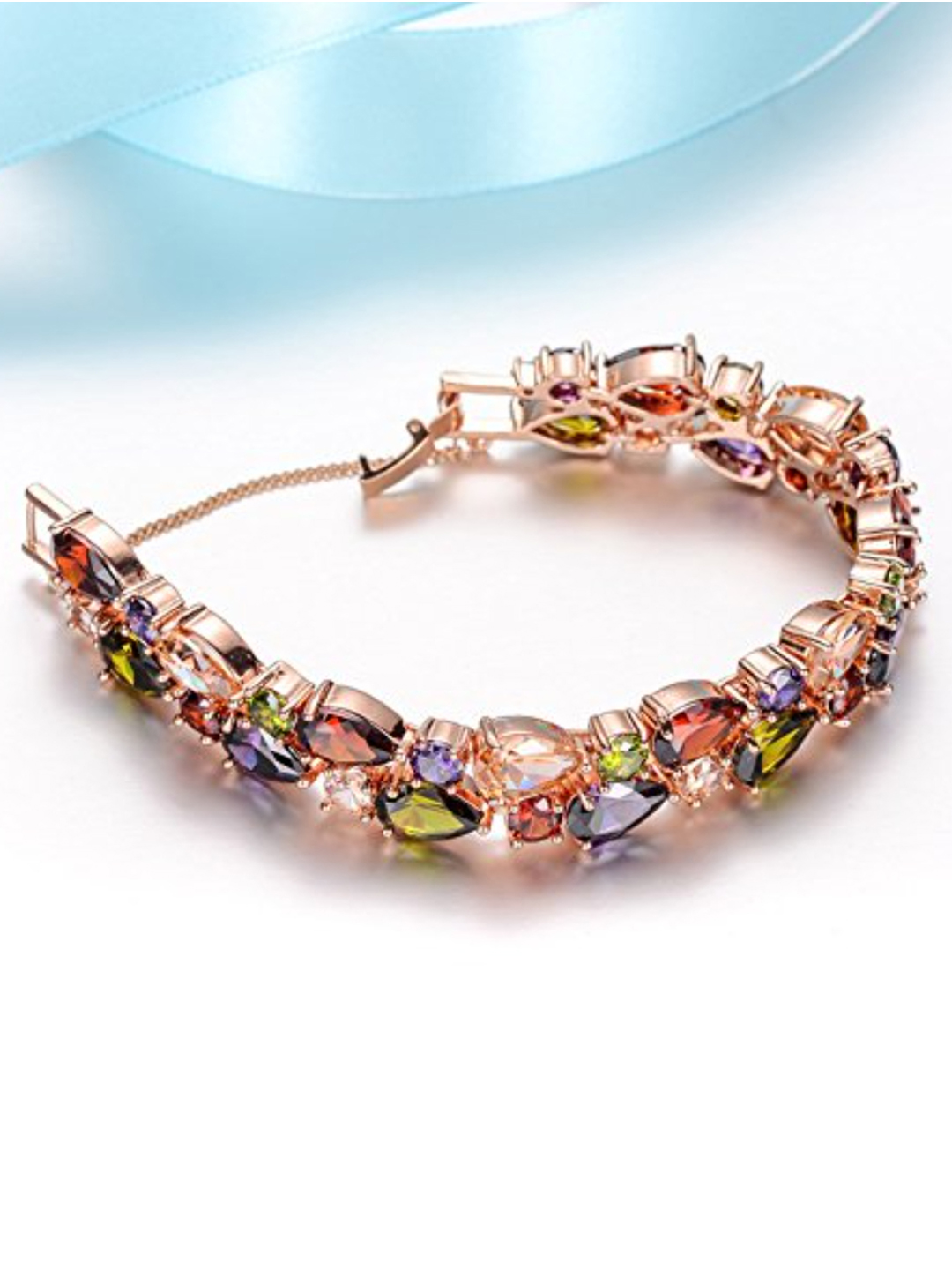 YouBella Zircon Rose Gold Crystal Bracelet Bangle for Women