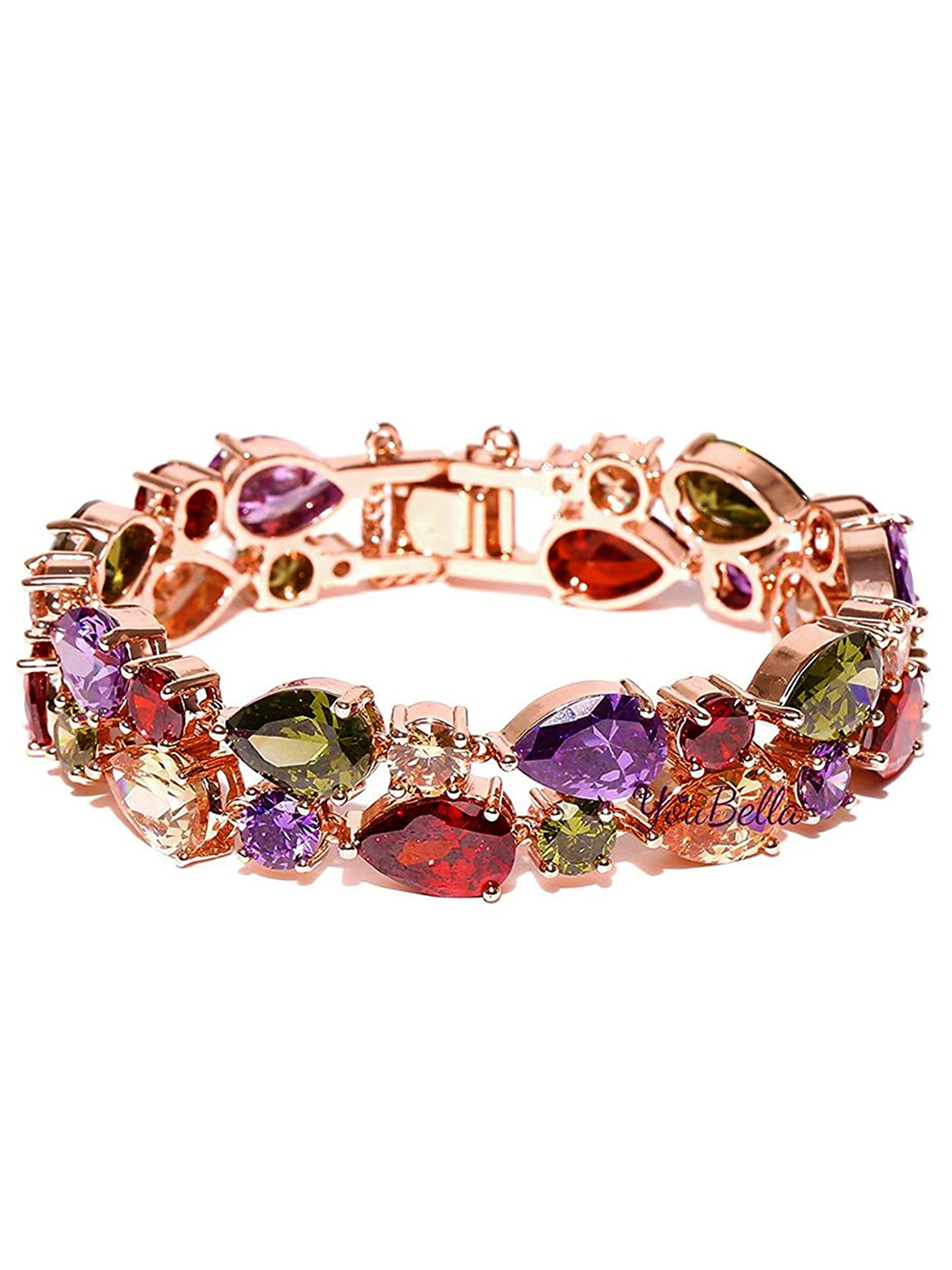 YouBella Zircon Rose Gold Crystal Bracelet Bangle for Women