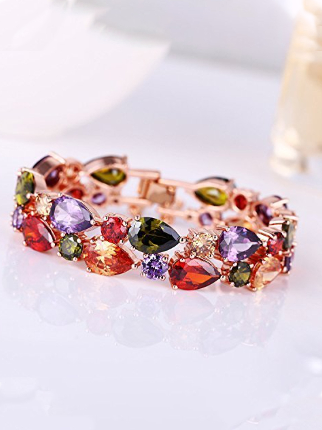 YouBella Zircon Rose Gold Crystal Bracelet Bangle for Women