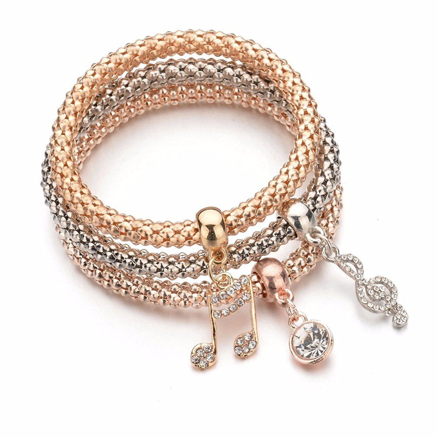 YouBella Crystal Bracelet Bangle Jewellery for Women(Silver and Rose Gold)