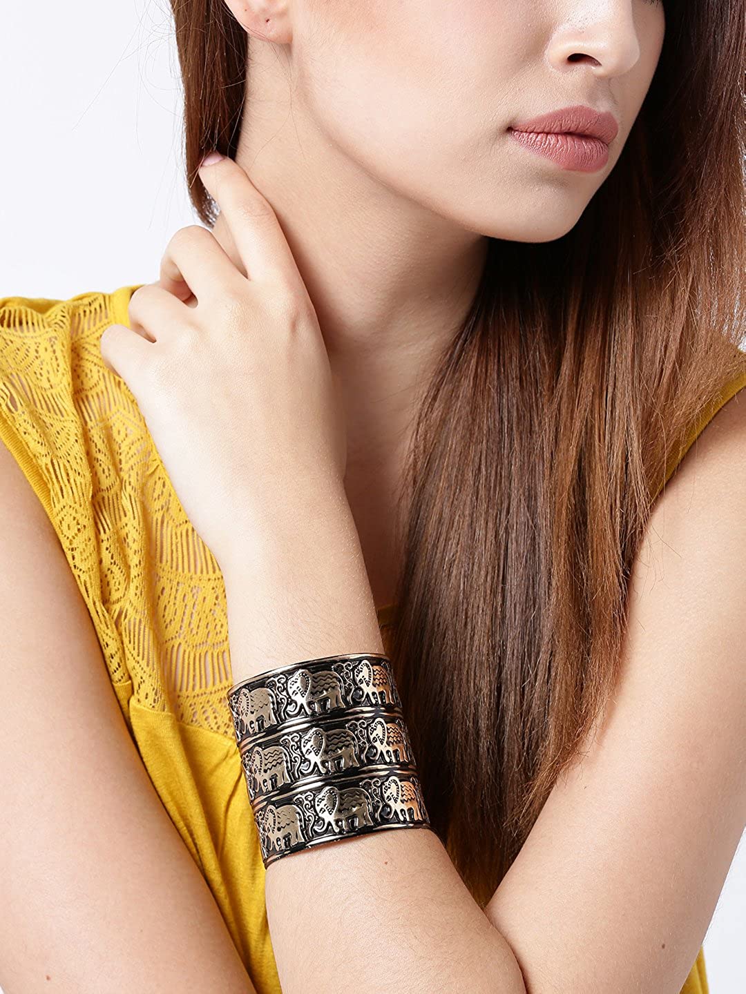 YouBella Stylish Party Wear Jewellery Gold Plated Cuff for Women (Golden)(YBBN_91539)