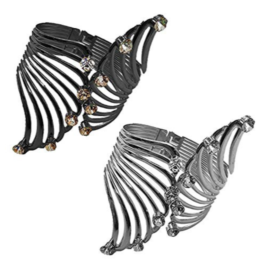 YouBella Jewellery Fancy Bangle Bracelet for Women (Black-Silver Combo)