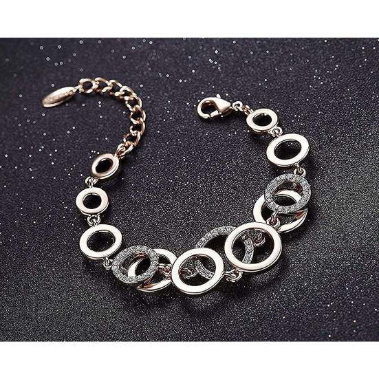 YouBella Rose Gold Crystal Gold plated Floral Bracelets for Women Girls