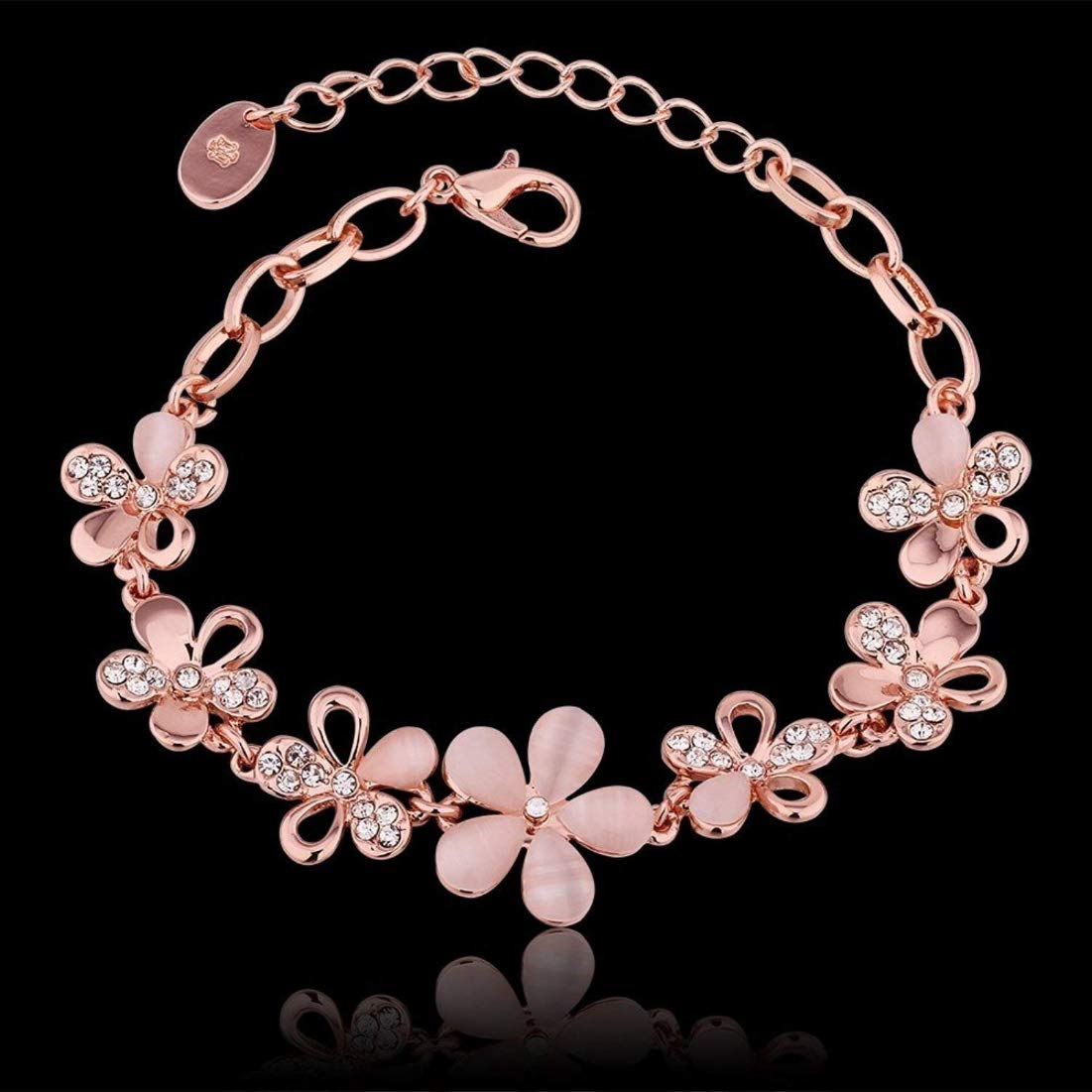 YouBella Rose Gold Crystal Gold plated Floral Bracelets for Women Girls