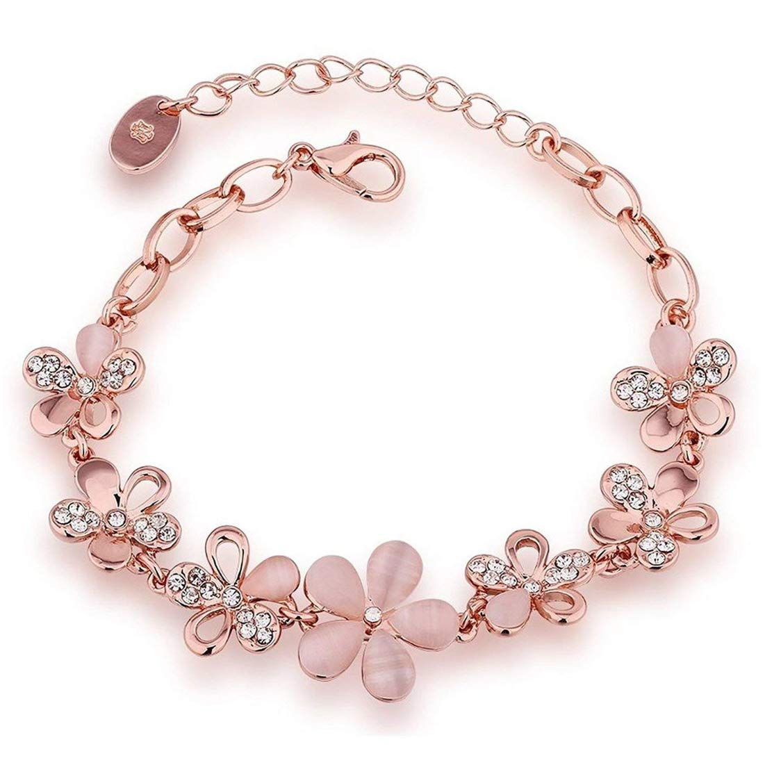 YouBella Rose Gold Crystal Gold plated Floral Bracelets for Women Girls