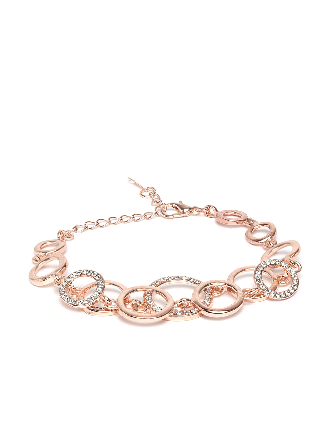 YouBella Green Gold-Plated Stone-Studded Floral Shaped Link Bracelet