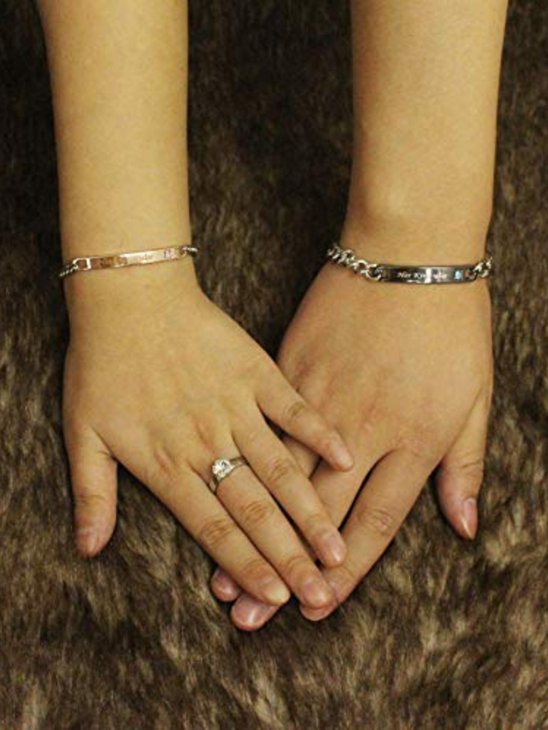 YouBella Valentine His or Hers Matching Set Queen King Titanium Stainless Steel Couple Bracelet Rings for Girls/Women's