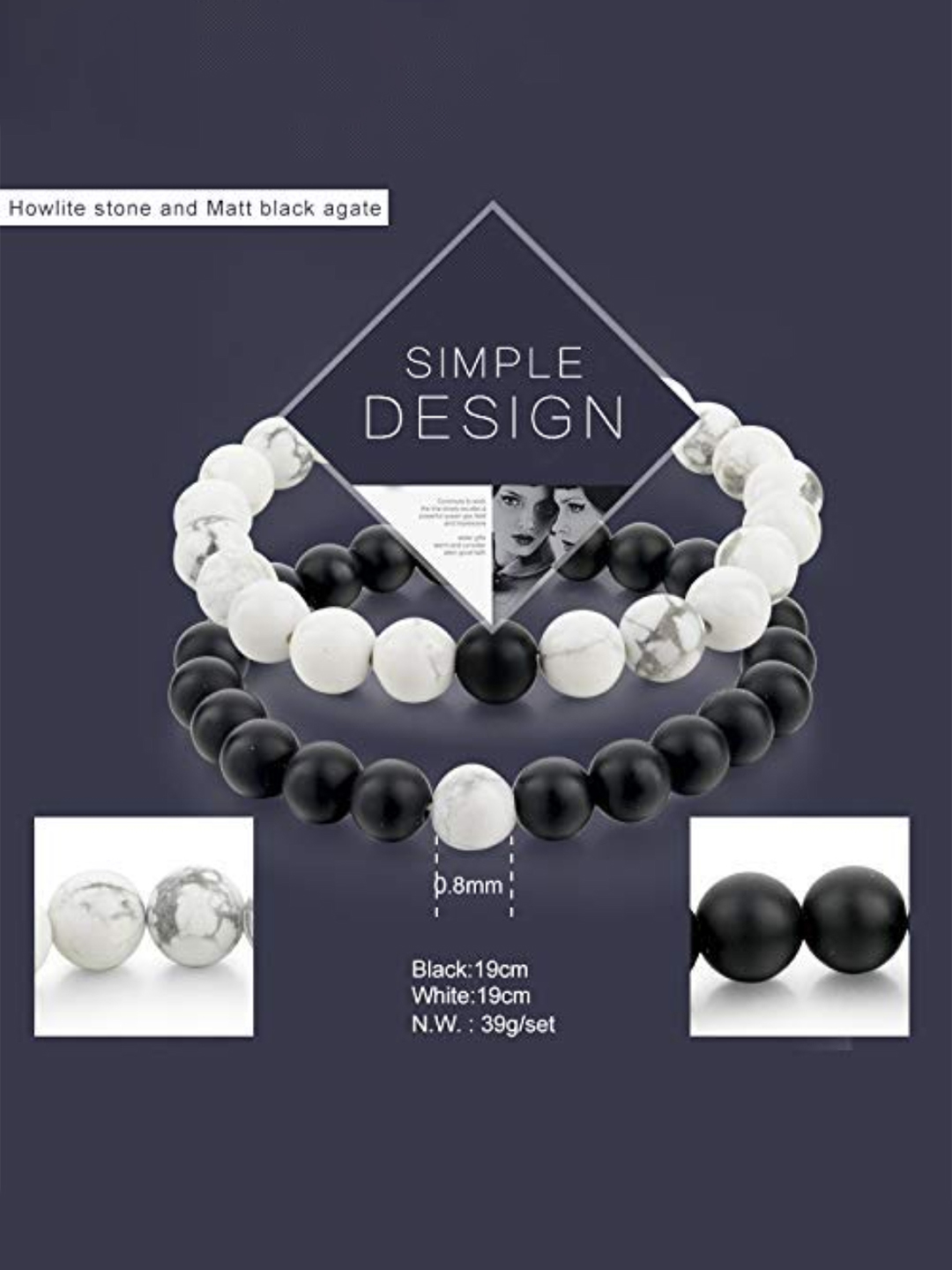 YouBella Multicolour Natural Stones Stylish Couple Love Bracelet for Girls/Women/Boys/Men