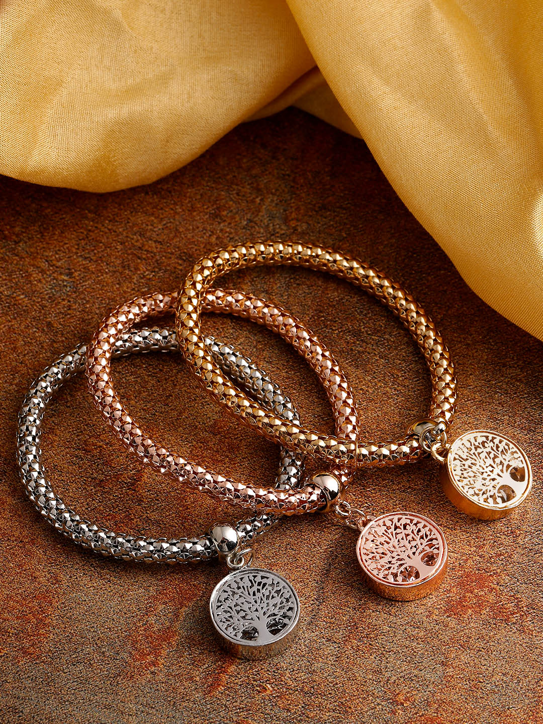 YouBella Jewellery Silver and Rose Gold Crystal Bracelet Bangle Jewellery for Girls and Women (Style - 2)