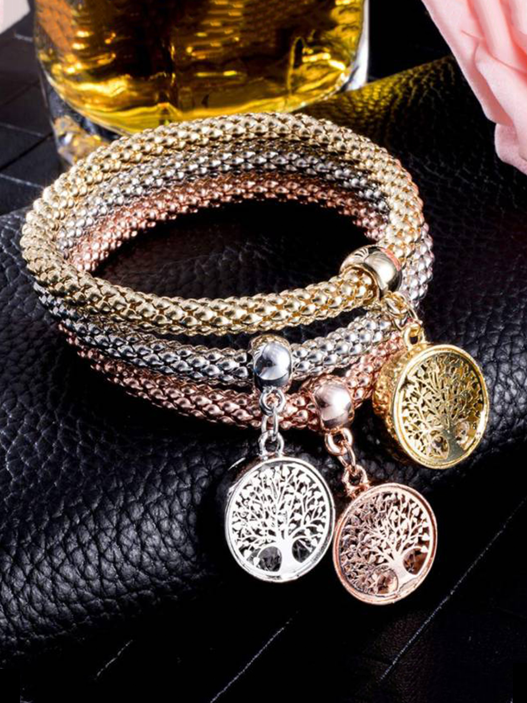 YouBella Jewellery Silver and Rose Gold Crystal Bracelet Bangle Jewellery for Girls and Women (Style - 2)