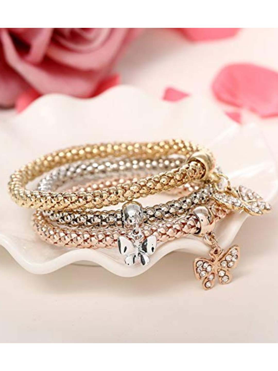 YouBella Jewellery Silver and Rose Gold Crystal Bracelet Bangle Jewellery for Girls and Women (Style - 5)