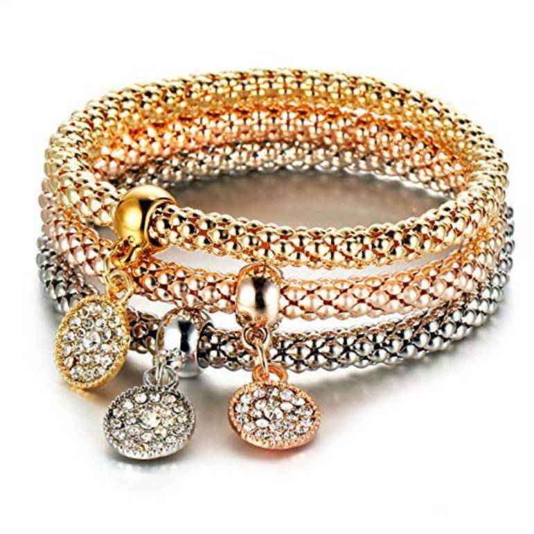 YouBella Jewellery Silver and Rose Gold Crystal Bracelet Bangle Jewellery for Girls and Women (Style - 6)