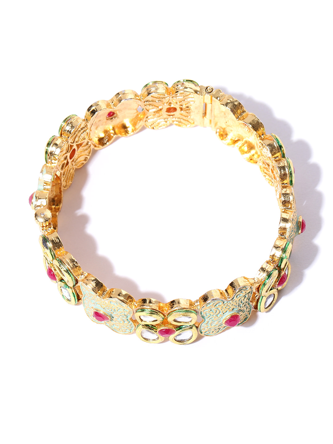 YouBella Set of 2 Green  Red Gold-Plated Kundan-Studded Bangles