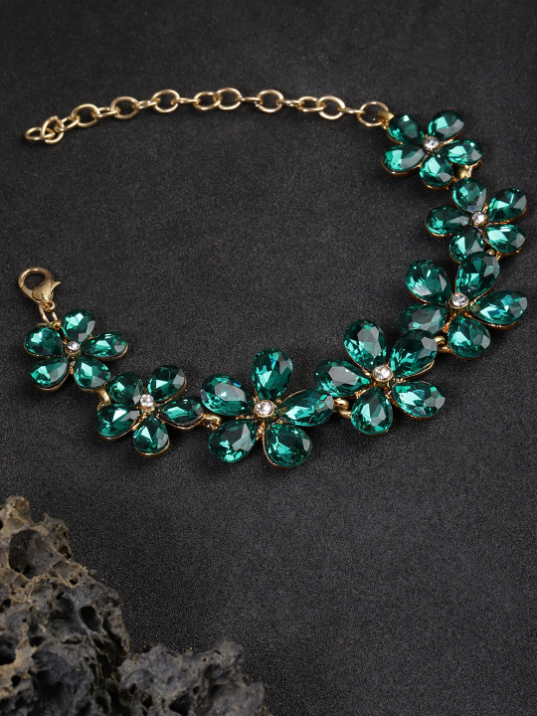 YouBella Navy Blue Gold-Plated Handcrafted Link Bracelet