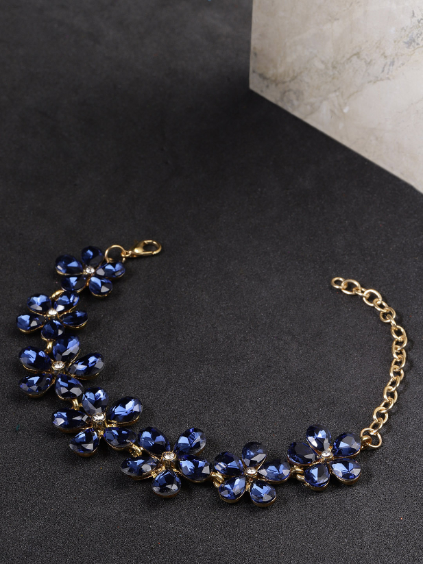 YouBella Women Set of 3 Stone-Studded Elasticated Charm Bracelets