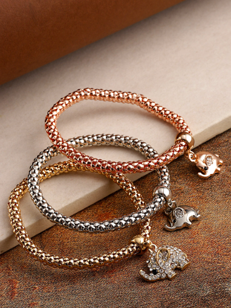 YouBella Women Set of 3 Elasticated Charm Bracelets