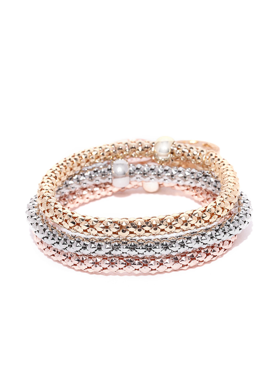 YouBella Set of 2 Gold-Toned  Silver-Toned Rhodium-Plated Kadas