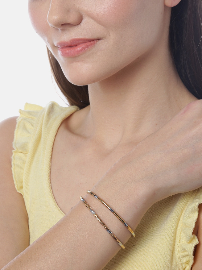 YouBella Women Set of 2 Printed Stone Studded Link Bracelets