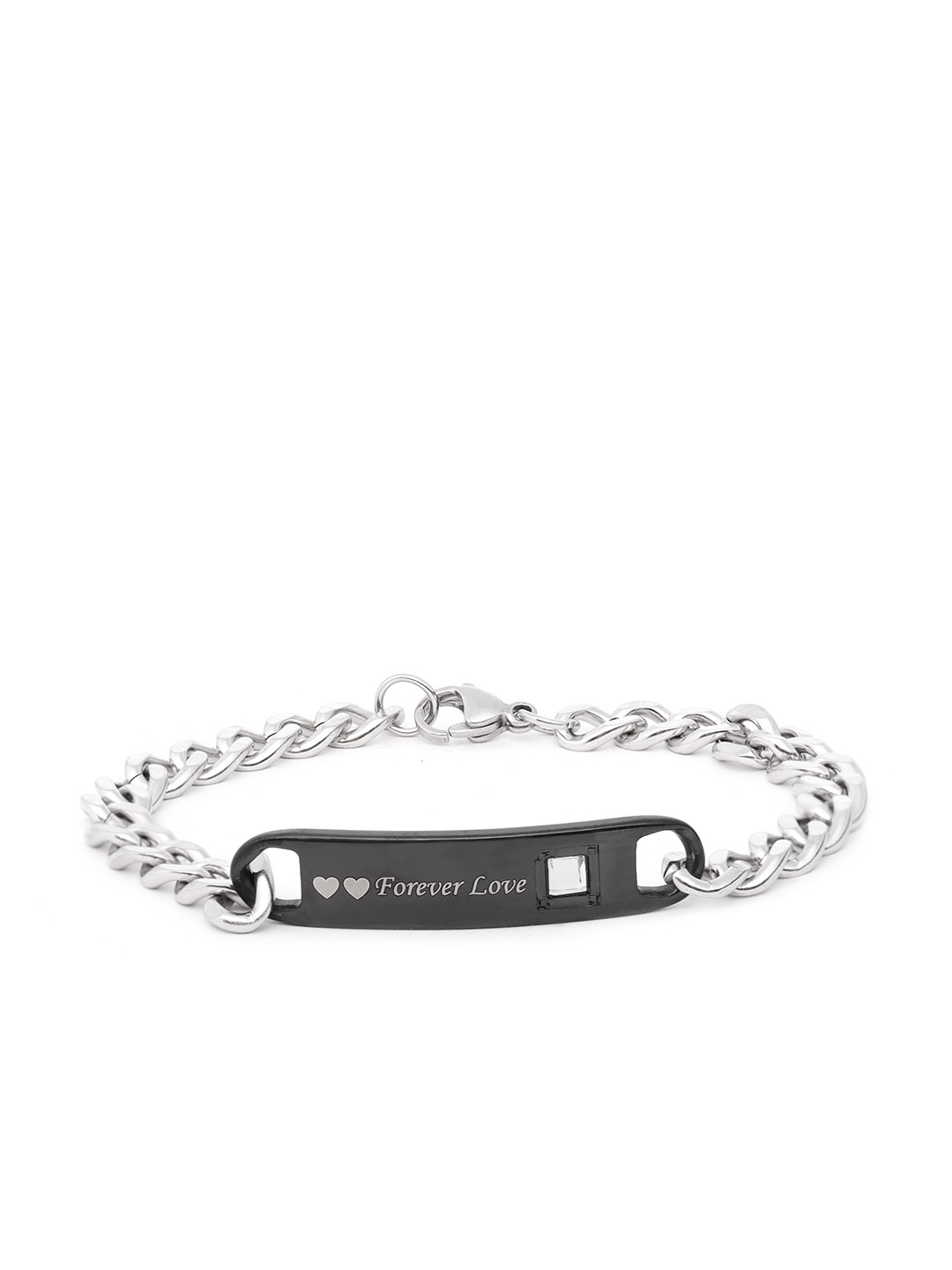 YouBella Unisex Set of 2 Printed Stone Studded Couple Link Bracelets