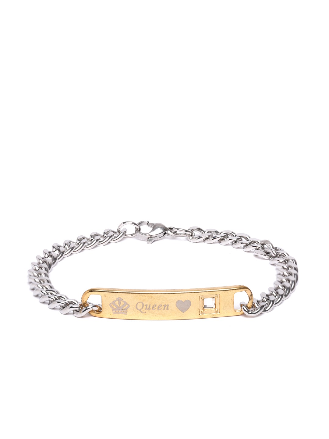 YouBella Valentine Jewellery His or Hers Matching Set His Queen Her King Titanium Stainless Steel Couple Bracelet Rings for Girls & Boys. (Her King - Queen)