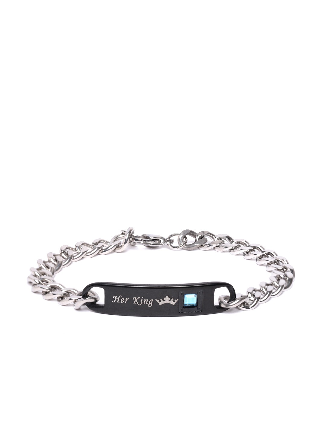 YouBella Valentine Jewellery His or Hers Matching Set His Queen Her King Titanium Stainless Steel Couple Bracelet Rings for Girls & Boys. (Her King - Queen)