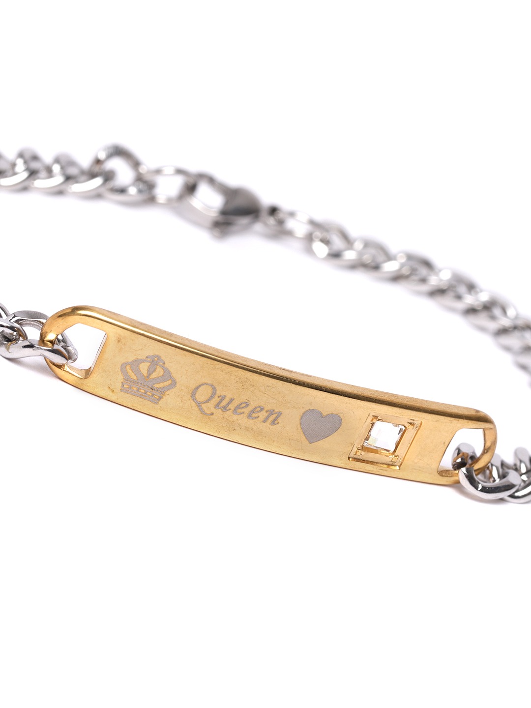 YouBella Valentine Jewellery His or Hers Matching Set His Queen Her King Titanium Stainless Steel Couple Bracelet Rings for Girls & Boys. (Her King - Queen)