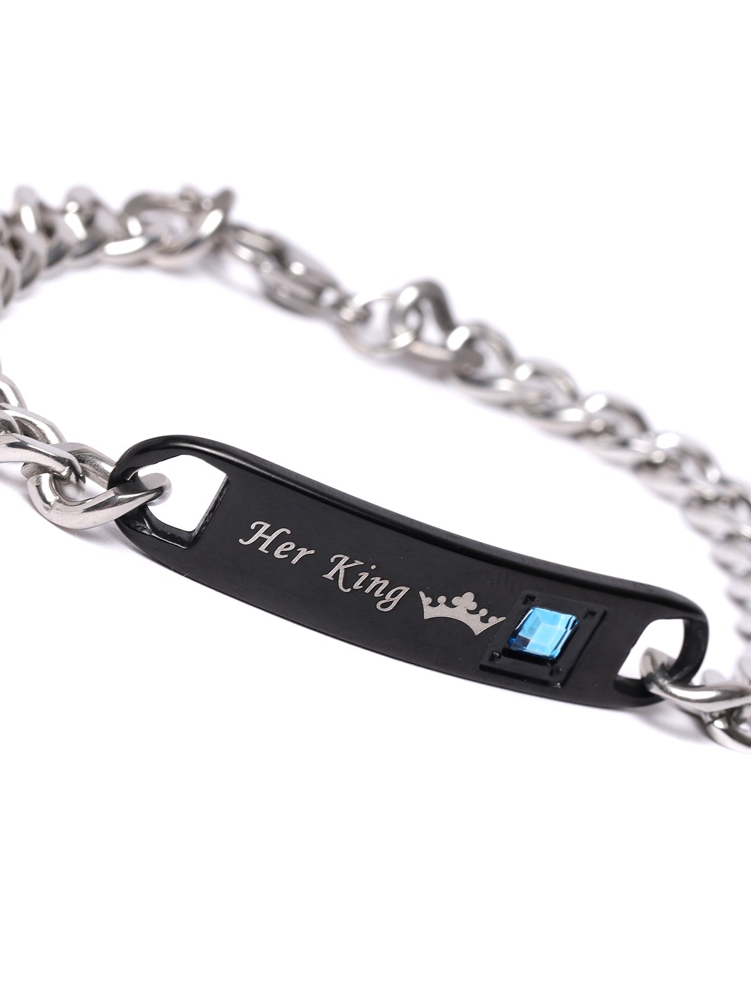 YouBella Valentine Jewellery His or Hers Matching Set His Queen Her King Titanium Stainless Steel Couple Bracelet Rings for Girls & Boys. (Her King - Queen)