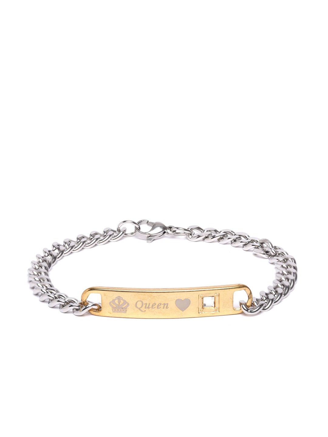 YouBella Blue Silver-Plated Stone-Studded Link Bracelet