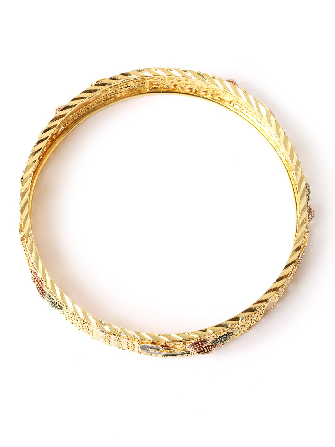 YouBella Set of 2 Blue  Red Gold-Plated Enamelled Bangles