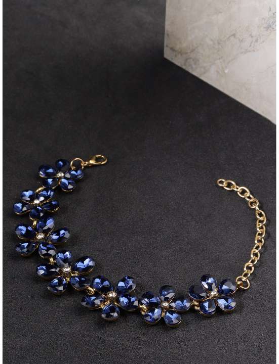 YouBella Blue Gold Plated Stylish Latest Crystal Bracelet Bangle Jewellery for Girls and Women