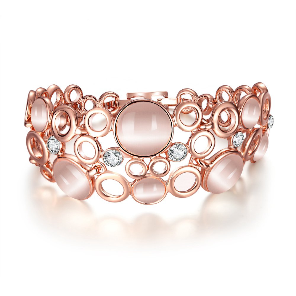 YouBella Stylish Latest Design Party Wear Jewellery Gold Plated Charm Bracelet for Women (Rose Gold) (YBBN_91640)