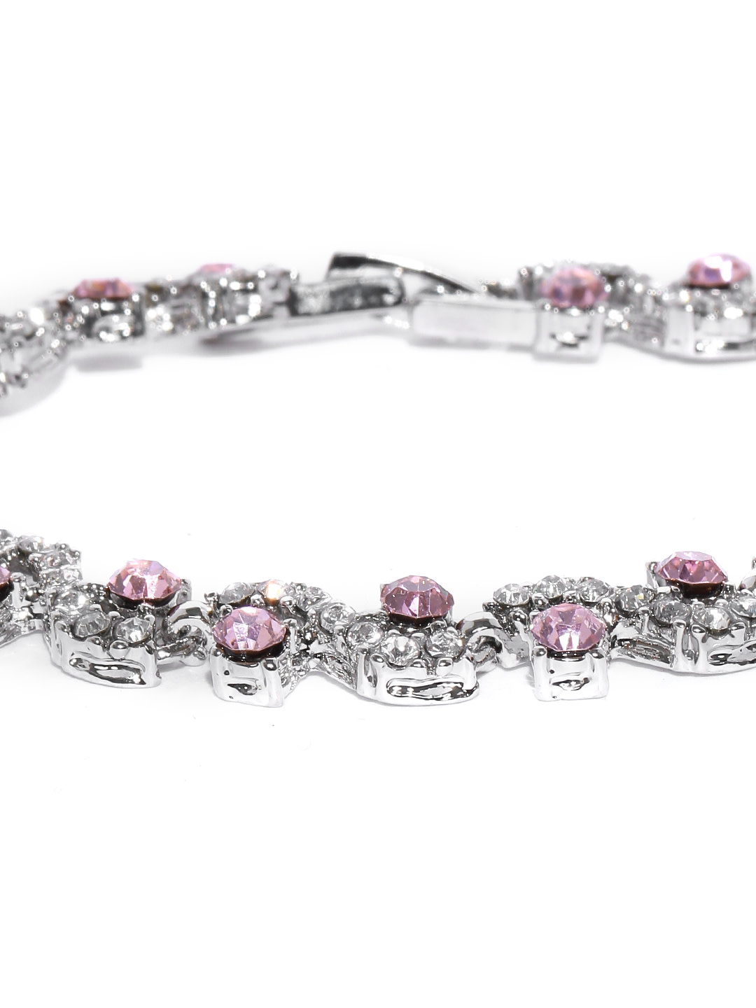 YouBella Jewellery AAA Swiss Zircon Silver Plated Stylish Latest Crystal Bracelet Bangle Jewellery for Girls and Women (Pink)