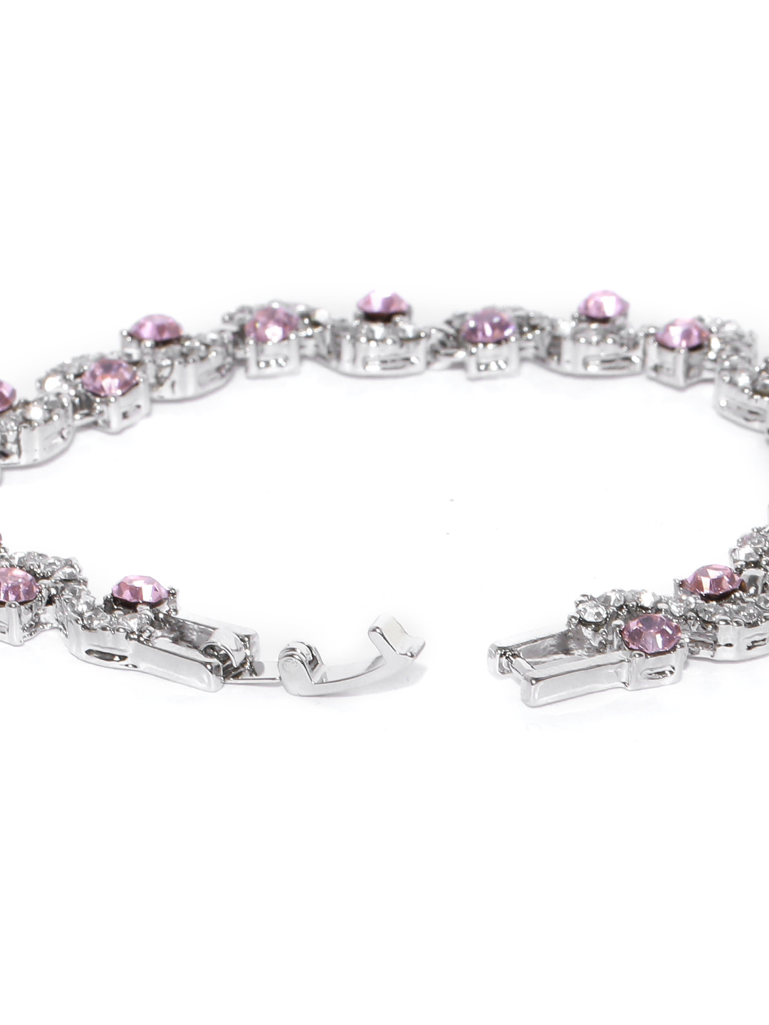YouBella Jewellery AAA Swiss Zircon Silver Plated Stylish Latest Crystal Bracelet Bangle Jewellery for Girls and Women (Pink)
