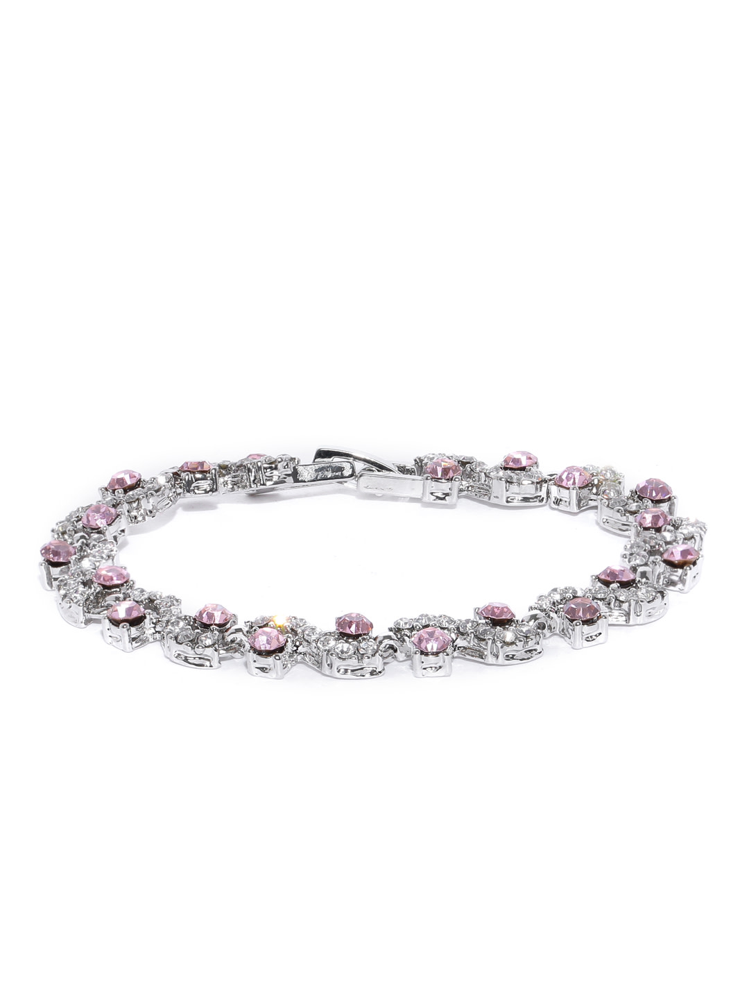 YouBella Silver-Plated Stone-Studded Link Bracelet