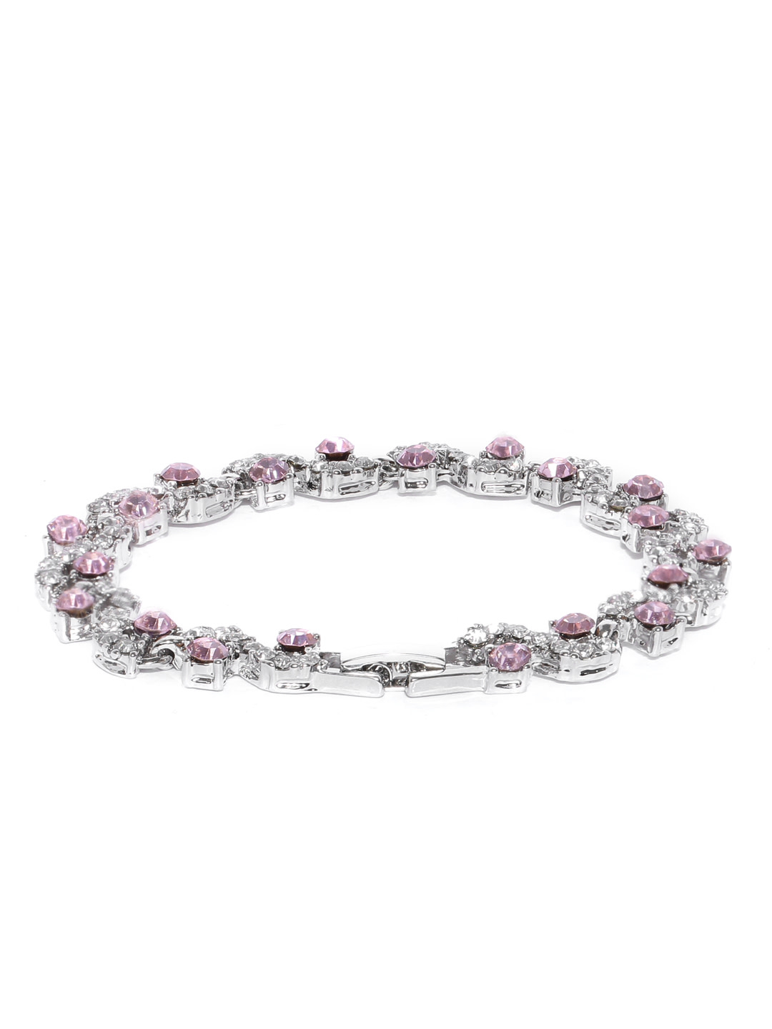 YouBella Silver-Plated Stone-Studded Link Bracelet