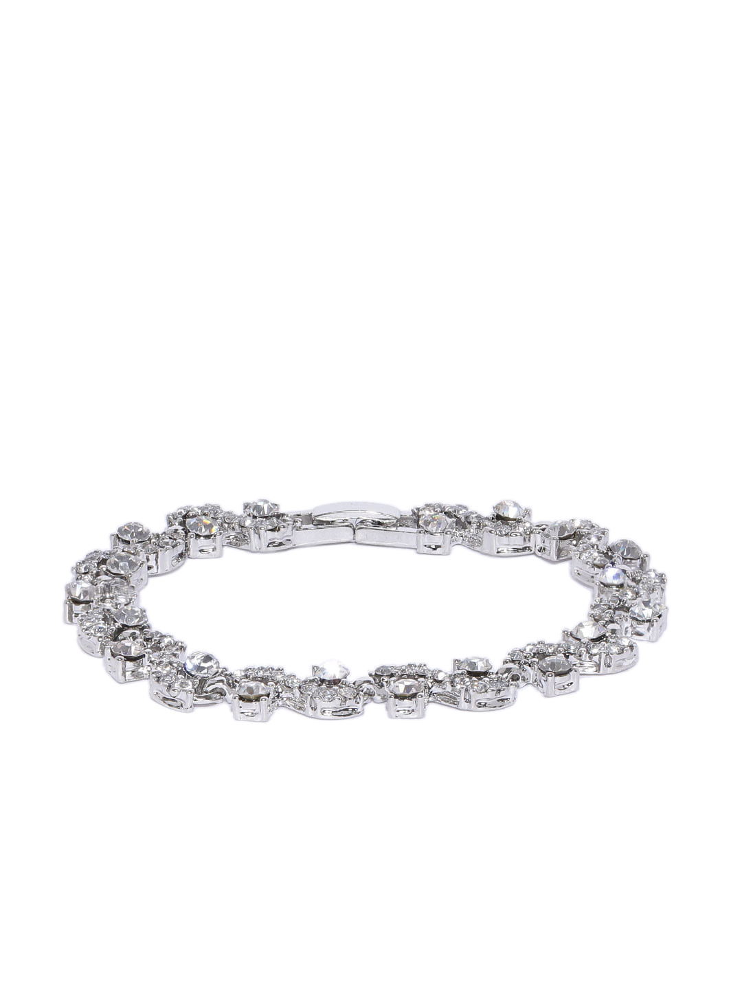 YouBella Jewellery AAA Swiss Zircon Silver Plated Stylish Latest Crystal Bracelet Bangle Jewellery for Girls and Women (White)