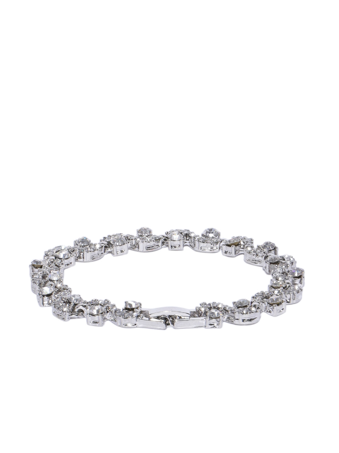 YouBella Jewellery AAA Swiss Zircon Silver Plated Stylish Latest Crystal Bracelet Bangle Jewellery for Girls and Women (White)