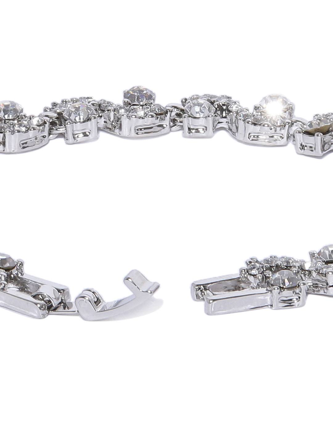 YouBella Jewellery AAA Swiss Zircon Silver Plated Stylish Latest Crystal Bracelet Bangle Jewellery for Girls and Women (White)