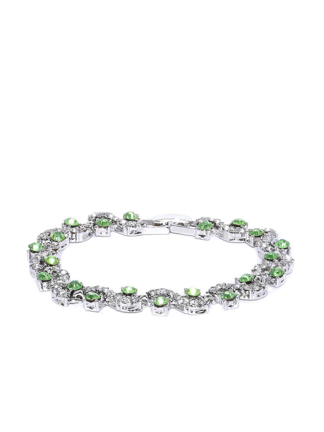 YouBella Jewellery AAA Swiss Zircon Silver Plated Stylish Latest Crystal Bracelet Bangle Jewellery for Girls and Women (Green)