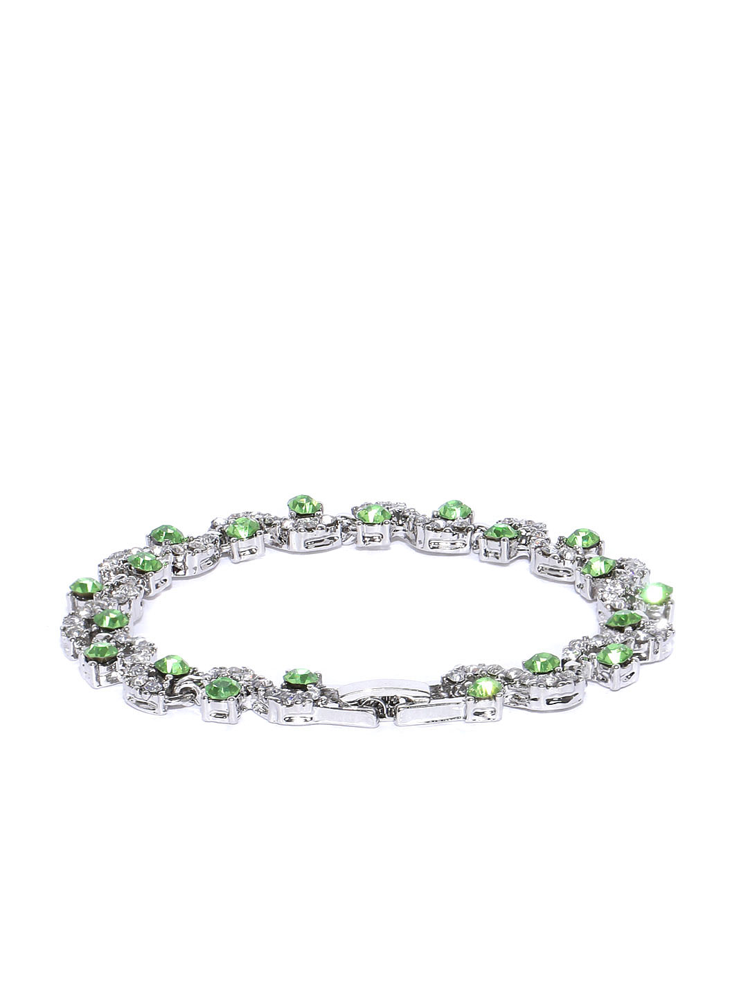YouBella Jewellery AAA Swiss Zircon Silver Plated Stylish Latest Crystal Bracelet Bangle Jewellery for Girls and Women (Green)