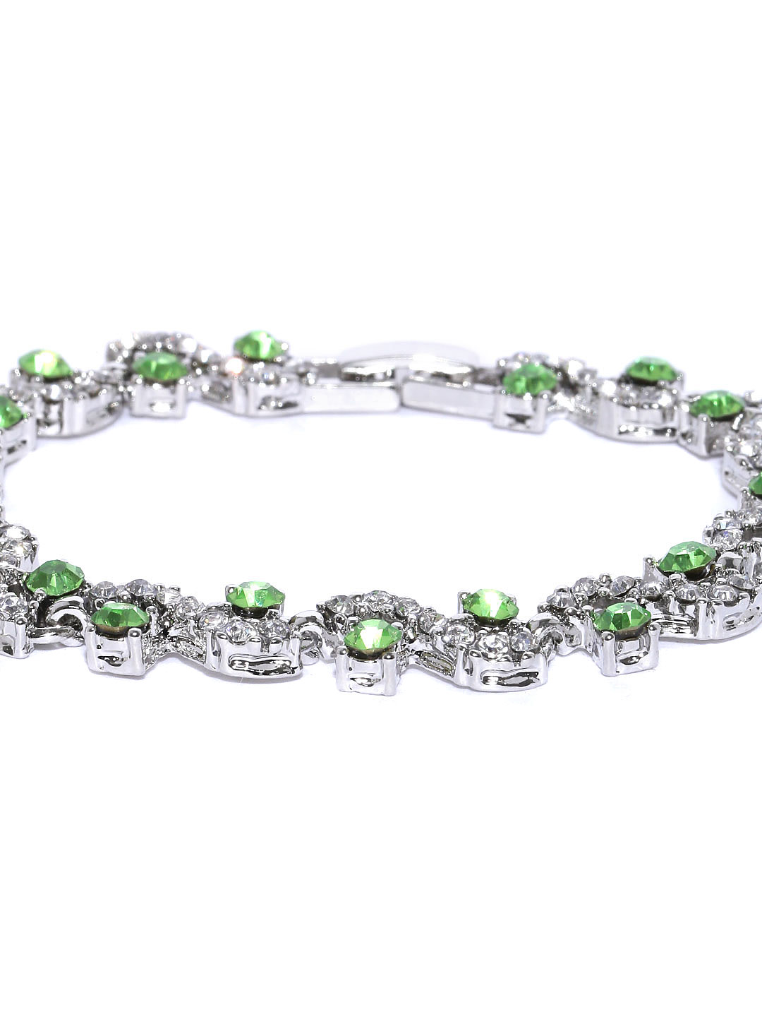 YouBella Jewellery AAA Swiss Zircon Silver Plated Stylish Latest Crystal Bracelet Bangle Jewellery for Girls and Women (Green)
