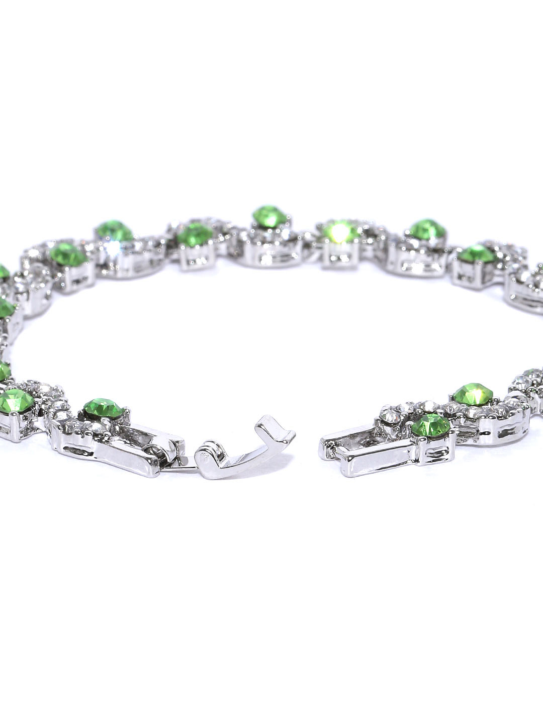 YouBella Jewellery AAA Swiss Zircon Silver Plated Stylish Latest Crystal Bracelet Bangle Jewellery for Girls and Women (Green)