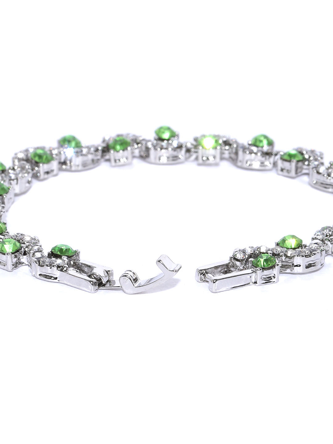 YouBella Silver-Plated Stone-Studded Cuff Bracelet