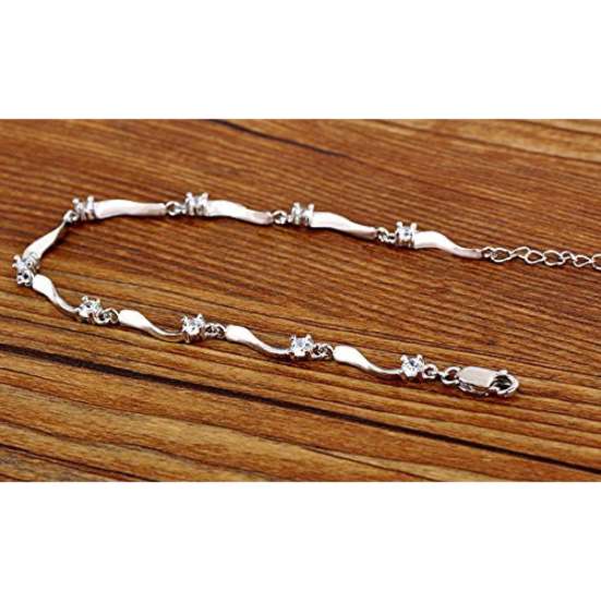 YouBella Stylish Latest Design Crystal Jewellery Silver Plated Charm Bracelet for Women (Silver) (YBBN_91646)
